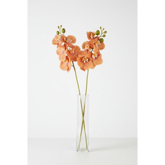 Artificial Orange Orchid Stem | Phalaenopsis Faux Flower | Realistic Silk Orchid - Picture 3 of 8